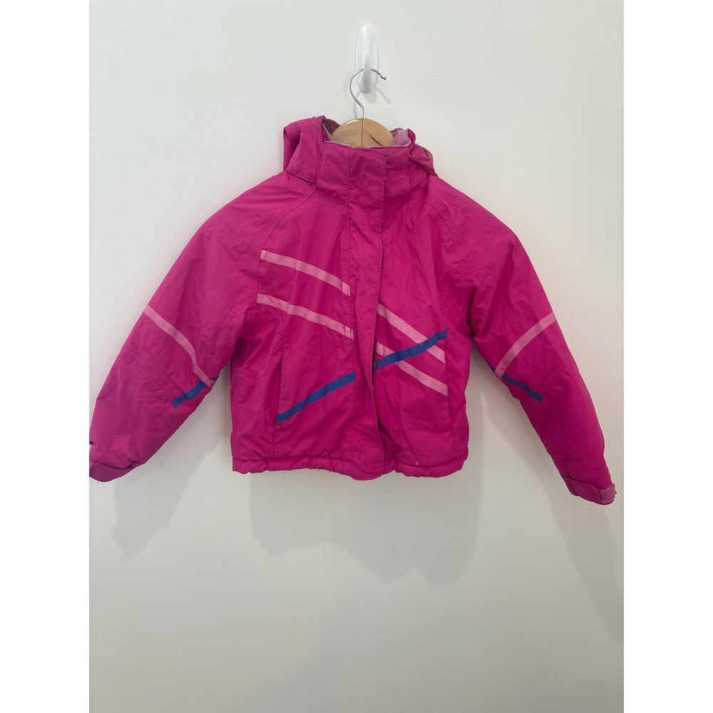 LL Bean Girls Pink Striped Thinsulate Insulated Winter Hooded Jacket Size S 4